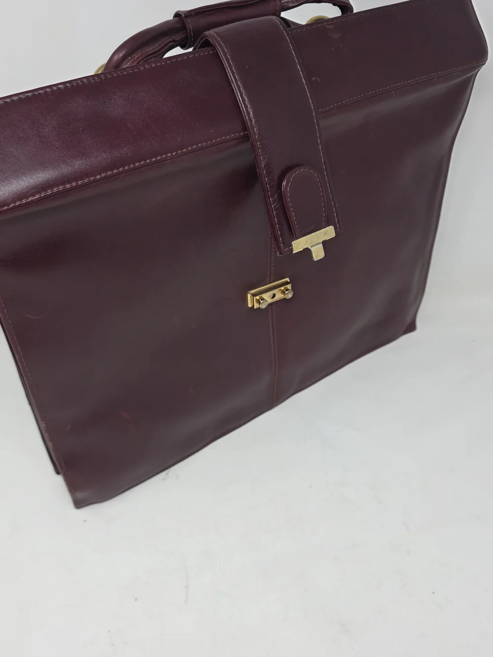 Men's Leather Briefcase in Deep Burgundy - Professional Work Bag